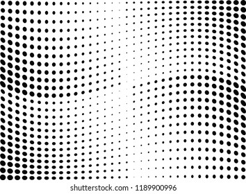 Abstract halftone wave dotted background. Halftone twisted grunge pattern, dot, circle.  Vector modern optical halftone pop art texture for poster, business card, cover, label mock-up, sticker layout