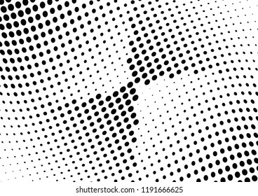 Abstract halftone wave dotted background. Halftone twisted grunge pattern, dot, circle.  Vector modern optical halftone pop art texture for poster, business card, cover, label mock-up, sticker layout