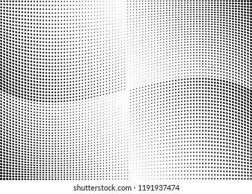 Abstract halftone wave dotted background. Halftone twisted grunge pattern, dot, circle.  Vector modern optical halftone pop art texture for poster, business card, cover, label mock-up, sticker layout