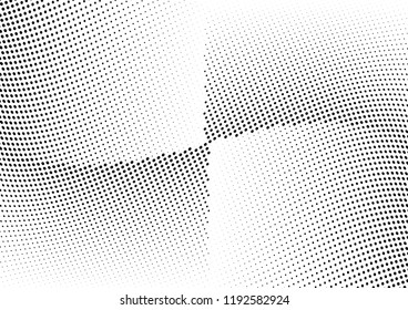 Abstract halftone wave dotted background. Halftone twisted grunge pattern, dot, circle.  Vector modern optical halftone pop art texture for poster, business card, cover, label mock-up, sticker layout