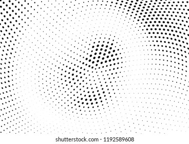 Abstract halftone wave dotted background. Halftone twisted grunge pattern, dot, circle.  Vector modern optical halftone pop art texture for poster, business card, cover, label mock-up, sticker layout