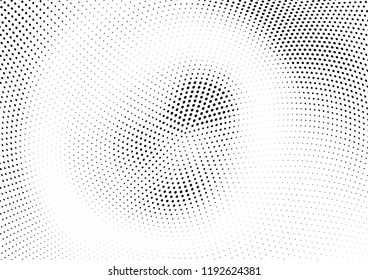 Abstract halftone wave dotted background. Halftone twisted grunge pattern, dot, circle.  Vector modern optical halftone pop art texture for poster, business card, cover, label mock-up, sticker layout