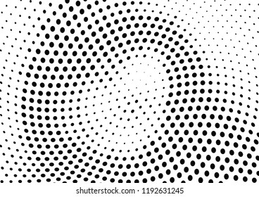 Abstract halftone wave dotted background. Halftone twisted grunge pattern, dot, circle.  Vector modern optical halftone pop art texture for poster, business card, cover, label mock-up, sticker layout