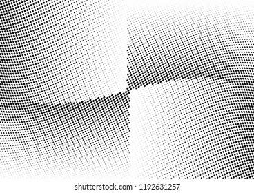 Abstract halftone wave dotted background. Halftone twisted grunge pattern, dot, circle.  Vector modern optical halftone pop art texture for poster, business card, cover, label mock-up, sticker layout
