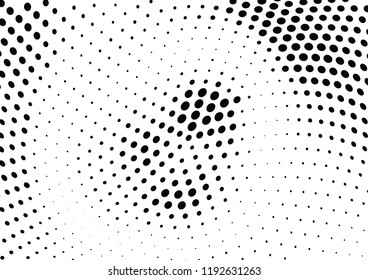 Abstract halftone wave dotted background. Halftone twisted grunge pattern, dot, circle.  Vector modern optical halftone pop art texture for poster, business card, cover, label mock-up, sticker layout