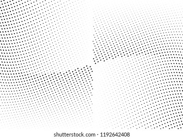 Abstract halftone wave dotted background. Halftone twisted grunge pattern, dot, circle.  Vector modern optical halftone pop art texture for poster, business card, cover, label mock-up, sticker layout