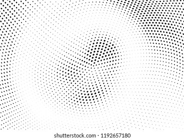 Abstract halftone wave dotted background. Halftone twisted grunge pattern, dot, circle.  Vector modern optical halftone pop art texture for poster, business card, cover, label mock-up, sticker layout