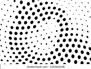 Abstract halftone wave dotted background. Halftone twisted grunge pattern, dot, circle.  Vector modern optical halftone pop art texture for poster, business card, cover, label mock-up, sticker layout