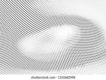 Abstract halftone wave dotted background. Halftone twisted grunge pattern, dot, circle.  Vector modern optical halftone pop art texture for poster, business card, cover, label mock-up, sticker layout