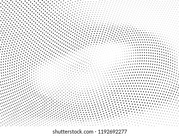 Abstract halftone wave dotted background. Halftone twisted grunge pattern, dot, circle.  Vector modern optical halftone pop art texture for poster, business card, cover, label mock-up, sticker layout