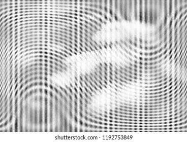 Abstract halftone wave dotted background. Halftone twisted grunge pattern, dot, circle.  Vector modern optical halftone pop art texture for poster, business card, cover, label mock-up, sticker layout