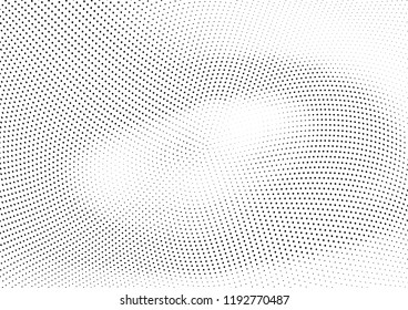 Abstract halftone wave dotted background. Halftone twisted grunge pattern, dot, circle.  Vector modern optical halftone pop art texture for poster, business card, cover, label mock-up, sticker layout