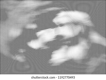 Abstract halftone wave dotted background. Halftone twisted grunge pattern, dot, circle.  Vector modern optical halftone pop art texture for poster, business card, cover, label mock-up, sticker layout