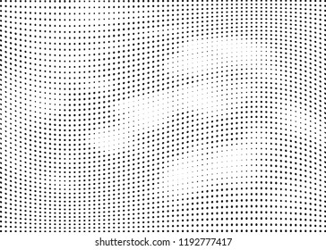 Abstract halftone wave dotted background. Halftone twisted grunge pattern, dot, circle.  Vector modern optical halftone pop art texture for poster, business card, cover, label mock-up, sticker layout