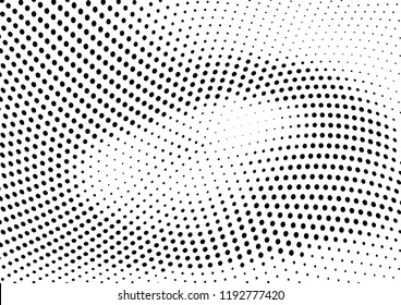 Abstract halftone wave dotted background. Halftone twisted grunge pattern, dot, circle.  Vector modern optical halftone pop art texture for poster, business card, cover, label mock-up, sticker layout