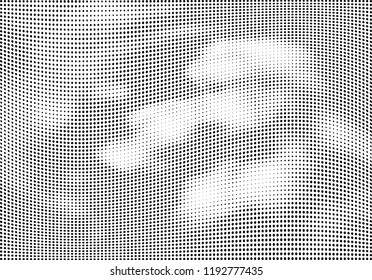Abstract halftone wave dotted background. Halftone twisted grunge pattern, dot, circle.  Vector modern optical halftone pop art texture for poster, business card, cover, label mock-up, sticker layout