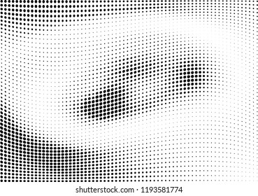 Abstract halftone wave dotted background. Halftone twisted grunge pattern, dot, circle.  Vector modern optical halftone pop art texture for poster, business card, cover, label mock-up, sticker layout