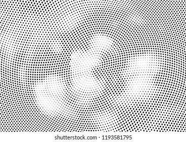 Abstract halftone wave dotted background. Halftone twisted grunge pattern, dot, circle.  Vector modern optical halftone pop art texture for poster, business card, cover, label mock-up, sticker layout