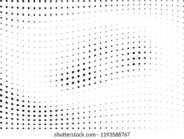 Abstract halftone wave dotted background. Halftone twisted grunge pattern, dot, circle.  Vector modern optical halftone pop art texture for poster, business card, cover, label mock-up, sticker layout