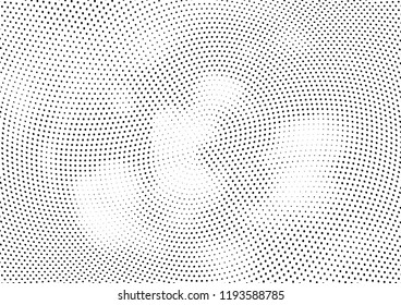 Abstract halftone wave dotted background. Halftone twisted grunge pattern, dot, circle.  Vector modern optical halftone pop art texture for poster, business card, cover, label mock-up, sticker layout