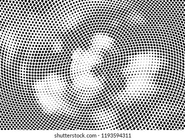 Abstract halftone wave dotted background. Halftone twisted grunge pattern, dot, circle.  Vector modern optical halftone pop art texture for poster, business card, cover, label mock-up, sticker layout