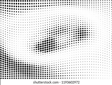 Abstract halftone wave dotted background. Halftone twisted grunge pattern, dot, circle.  Vector modern optical halftone pop art texture for poster, business card, cover, label mock-up, sticker layout
