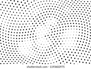 Abstract halftone wave dotted background. Halftone twisted grunge pattern, dot, circle.  Vector modern optical halftone pop art texture for poster, business card, cover, label mock-up, sticker layout