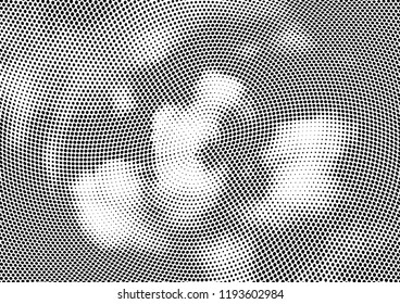 Abstract halftone wave dotted background. Halftone twisted grunge pattern, dot, circle.  Vector modern optical halftone pop art texture for poster, business card, cover, label mock-up, sticker layout