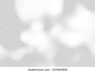 Abstract halftone wave dotted background. Halftone twisted grunge pattern, dot, circle.  Vector modern optical halftone pop art texture for poster, business card, cover, label mock-up, sticker layout
