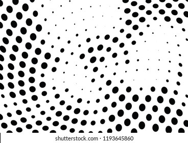 Abstract halftone wave dotted background. Halftone twisted grunge pattern, dot, circle.  Vector modern optical halftone pop art texture for poster, business card, cover, label mock-up, sticker layout