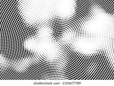 Abstract halftone wave dotted background. Halftone twisted grunge pattern, dot, circle.  Vector modern optical halftone pop art texture for poster, business card, cover, label mock-up, sticker layout