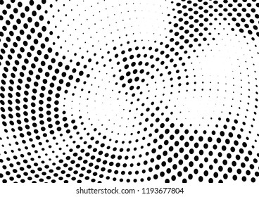 Abstract halftone wave dotted background. Halftone twisted grunge pattern, dot, circle.  Vector modern optical halftone pop art texture for poster, business card, cover, label mock-up, sticker layout