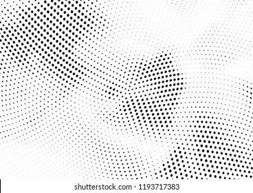 Abstract halftone wave dotted background. Halftone twisted grunge pattern, dot, circle.  Vector modern optical halftone pop art texture for poster, business card, cover, label mock-up, sticker layout
