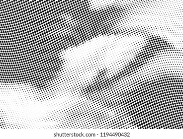 Abstract halftone wave dotted background. Halftone twisted grunge pattern, dot, circle.  Vector modern optical halftone pop art texture for poster, business card, cover, label mock-up, sticker layout