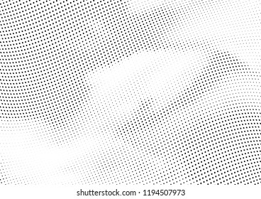 Abstract halftone wave dotted background. Halftone twisted grunge pattern, dot, circle.  Vector modern optical halftone pop art texture for poster, business card, cover, label mock-up, sticker layout