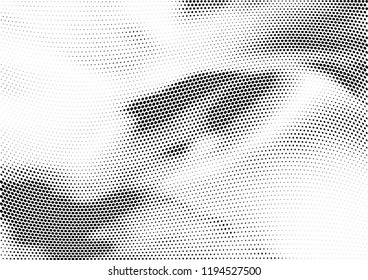 Abstract halftone wave dotted background. Halftone twisted grunge pattern, dot, circle.  Vector modern optical halftone pop art texture for poster, business card, cover, label mock-up, sticker layout