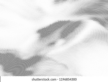 Abstract halftone wave dotted background. Halftone twisted grunge pattern, dot, circle.  Vector modern optical halftone pop art texture for poster, business card, cover, label mock-up, sticker layout