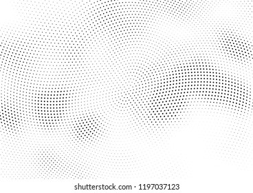 Abstract halftone wave dotted background. Halftone twisted grunge pattern, dot, circle.  Vector modern optical halftone pop art texture for poster, business card, cover, label mock-up, sticker layout