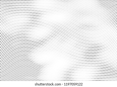 Abstract halftone wave dotted background. Halftone twisted grunge pattern, dot, circle.  Vector modern optical halftone pop art texture for poster, business card, cover, label mock-up, sticker layout