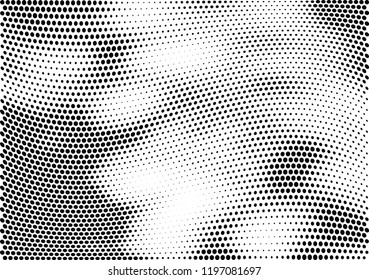 Abstract halftone wave dotted background. Halftone twisted grunge pattern, dot, circle.  Vector modern optical halftone pop art texture for poster, business card, cover, label mock-up, sticker layout
