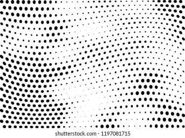 Abstract halftone wave dotted background. Halftone twisted grunge pattern, dot, circle.  Vector modern optical halftone pop art texture for poster, business card, cover, label mock-up, sticker layout