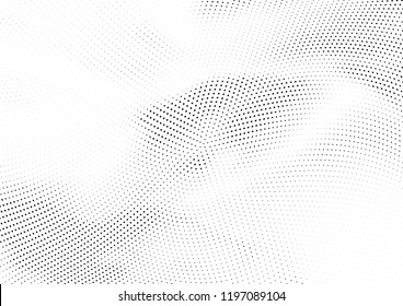 Abstract halftone wave dotted background. Halftone twisted grunge pattern, dot, circle.  Vector modern optical halftone pop art texture for poster, business card, cover, label mock-up, sticker layout