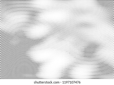 Abstract halftone wave dotted background. Halftone twisted grunge pattern, dot, circle.  Vector modern optical halftone pop art texture for poster, business card, cover, label mock-up, sticker layout