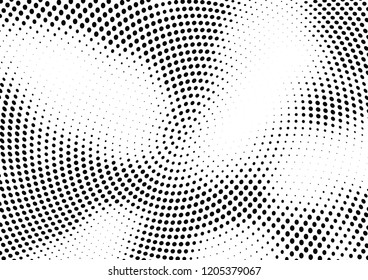 Abstract halftone wave dotted background. Halftone twisted grunge pattern, dot, circle.  Vector modern optical halftone pop art texture for poster, business card, cover, label mock-up, sticker layout