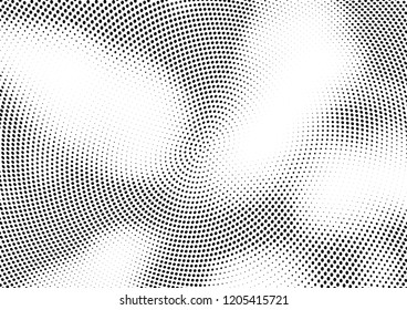 Abstract halftone wave dotted background. Halftone twisted grunge pattern, dot, circle.  Vector modern optical halftone pop art texture for poster, business card, cover, label mock-up, sticker layout