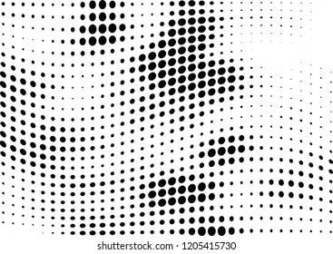 Abstract halftone wave dotted background. Halftone twisted grunge pattern, dot, circle.  Vector modern optical halftone pop art texture for poster, business card, cover, label mock-up, sticker layout