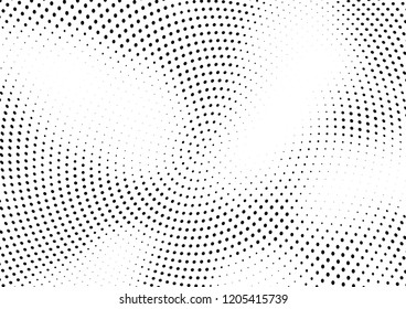 Abstract halftone wave dotted background. Halftone twisted grunge pattern, dot, circle.  Vector modern optical halftone pop art texture for poster, business card, cover, label mock-up, sticker layout