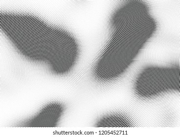 Abstract halftone wave dotted background. Halftone twisted grunge pattern, dot, circle.  Vector modern optical halftone pop art texture for poster, business card, cover, label mock-up, sticker layout