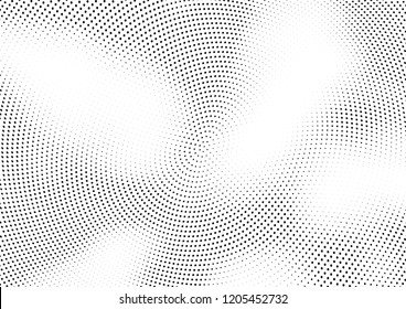 Abstract halftone wave dotted background. Halftone twisted grunge pattern, dot, circle.  Vector modern optical halftone pop art texture for poster, business card, cover, label mock-up, sticker layout
