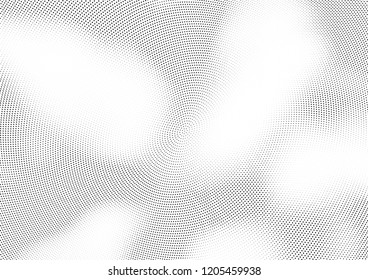 Abstract halftone wave dotted background. Halftone twisted grunge pattern, dot, circle.  Vector modern optical halftone pop art texture for poster, business card, cover, label mock-up, sticker layout